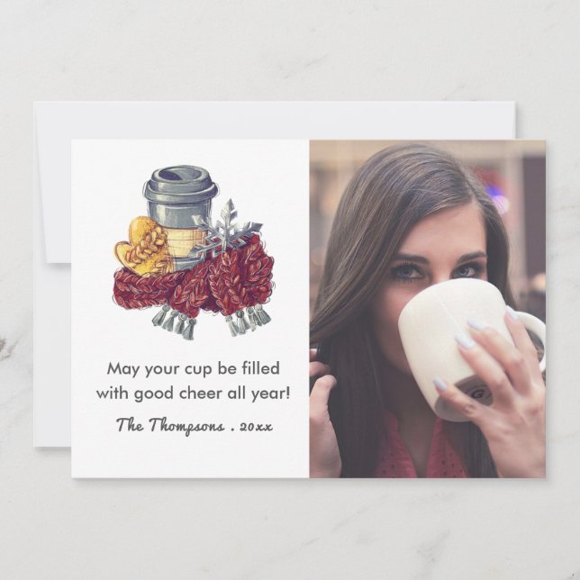 Cartão De Festividades Foto de Boas Festas de Natal para Amantes de Café (Frente)