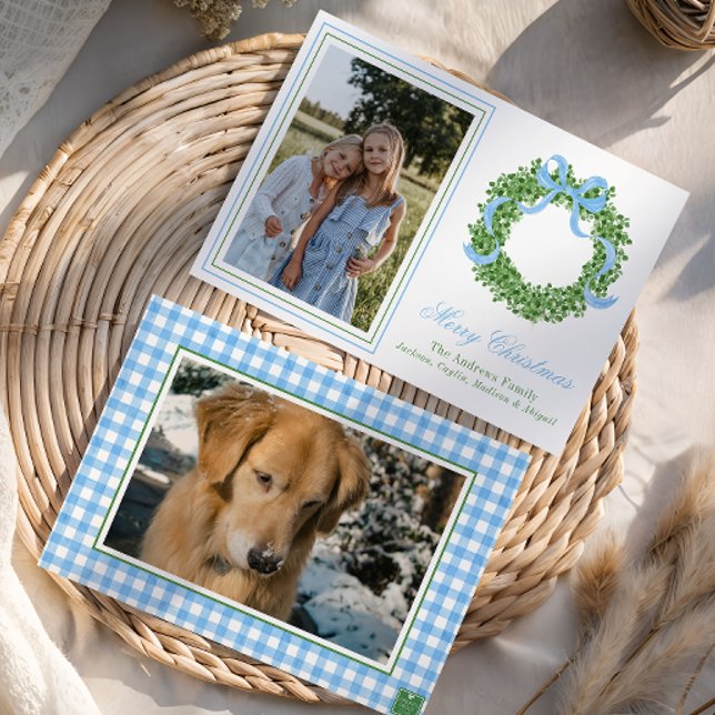 Cartão De Festividades Foto de Boxwood Boxwood de Natal Azul (Criador carregado)