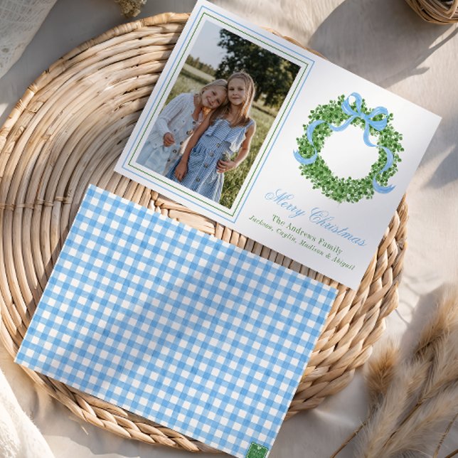 Cartão De Festividades Foto de Boxwood Boxwood de Natal Azul (Criador carregado)