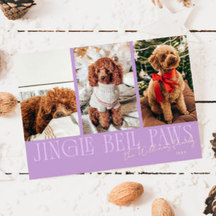 Cartão De Festividades Foto de cachorro com sinos de Natal em glicínias n