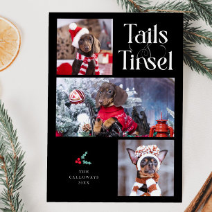Cartão De Festividades Foto de Cachorro das Coxas e Caudas Pretas Natal
