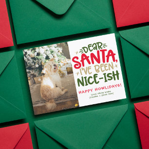 Cartão De Festividades Foto de Cachorro Engraçado Foto de Natal Personali