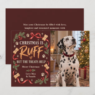 Cartão De Festividades Foto de cachorro engraçado no Natal É Ruff