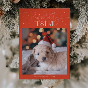 Cartão De Festividades Foto de Cachorro Natalina Positivamente Festiva Ve