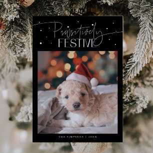 Cartão De Festividades Foto de Cachorro Natalina Preta Pawsitivamente Fes