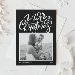 Cartão De Festividades Foto de caligrafia moderna negra Feliz Natal
