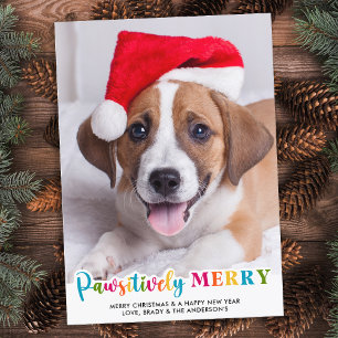 Cartão De Festividades Foto De Cão-De-Pé Branco, No Melhor Ano, Pawsiti