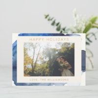 Foto de casal em aquarela abstrata em Índigo elega