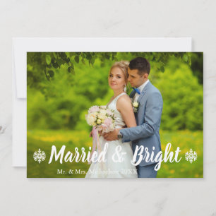 Cartão De Festividades Foto de Casamento Casado e Brilhante
