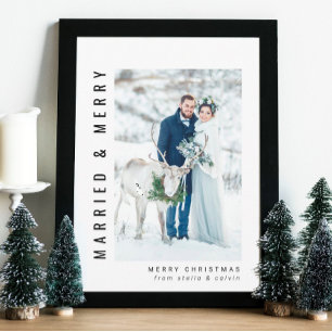 Cartão De Festividades Foto de casamento casado e Feliz