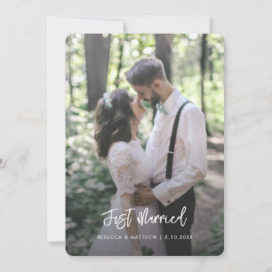 Cartão De Festividades Foto de Casamento com Roteiro Recém-Casados Floral