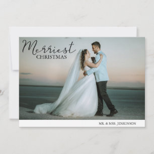 Cartão De Festividades Foto de casamento no Natal mais alegre