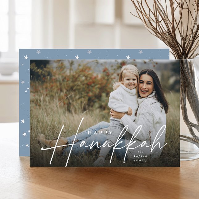 Cartão De Festividades Foto de Cheio Cursivo Descrito para Hanukkah (Criador carregado)