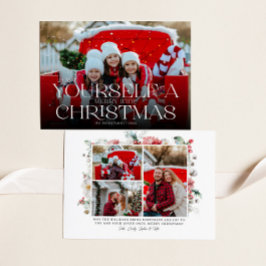 Cartão De Festividades Foto de Cheio de Natal Moderno Floral