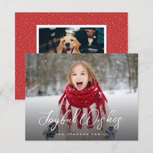 Cartão De Festividades Foto de Cheio de Script de Pincel para Natal (Frente/Verso)