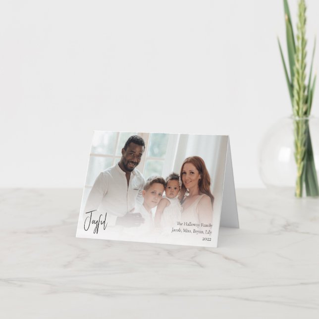 Cartão De Festividades Foto de Cheio dobrada de script de Natal alegre mo (Frente)