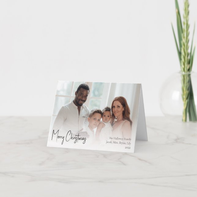 Cartão De Festividades Foto de Cheio dobrada de script de Natal moderno (Frente)