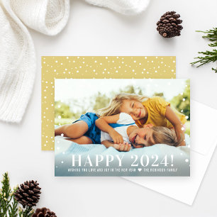 Cartão De Festividades Foto de Confetti Dourada do Feliz ano novo Moderno