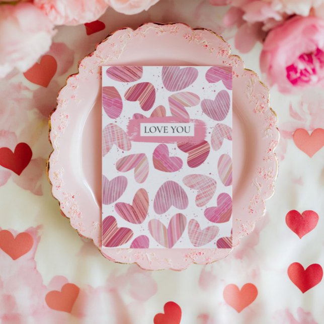 Cartão De Festividades Foto de Corações Vermelhos e Rosa (Criador carregado)