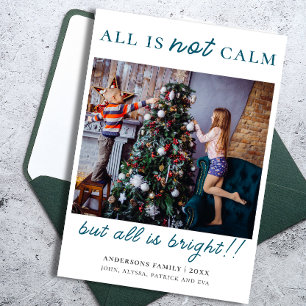 Cartão De Festividades Foto de Crianças de Natal Verde Moderno