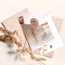 Cartão De Festividades Foto de Eid Mubarak, Caligrafia Mínima Moderna