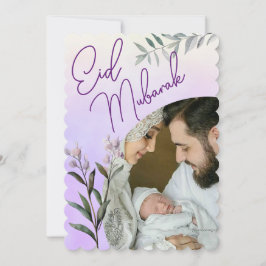 Cartão De Festividades Foto de Eid Mubarak Islâmico Floral da Modern Wate
