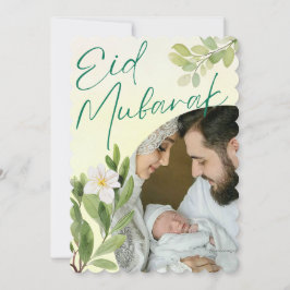 Cartão De Festividades Foto de Eid Mubarak Islâmico Floral da Modern Wate