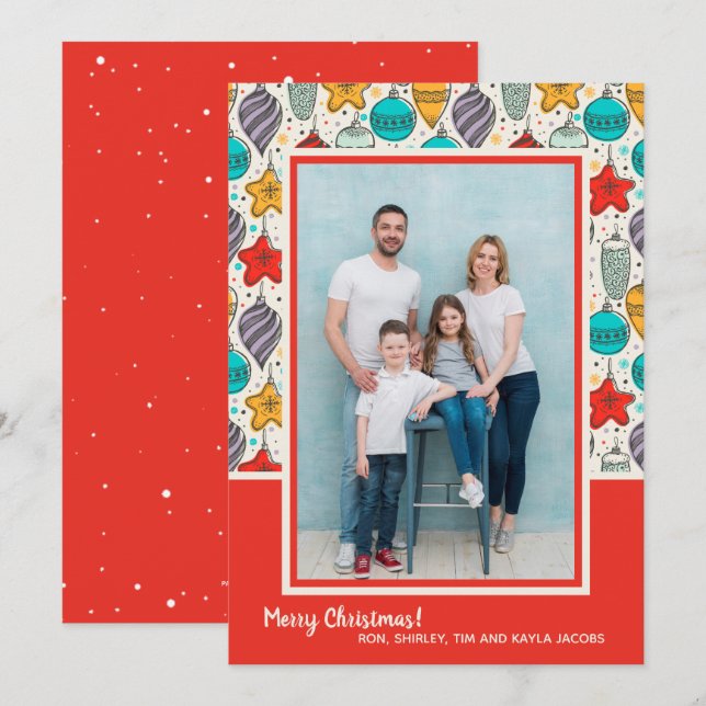 Cartão De Festividades Foto de enfeites de natal (Frente/Verso)