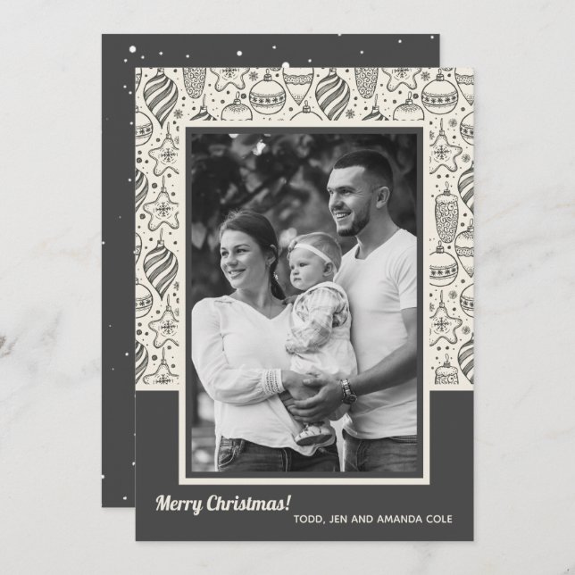 Cartão De Festividades Foto de enfeites de natal (Frente/Verso)