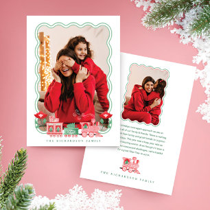 Cartão De Festividades Foto de Entrega da Árvore de Natal do trem de Vint