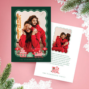 Cartão De Festividades Foto de Entrega da Árvore de Natal do trem de Vint