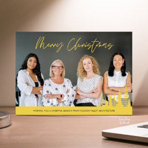 Cartão De Festividades Foto de Equipe de Negócios de Natal Árvores de Pin