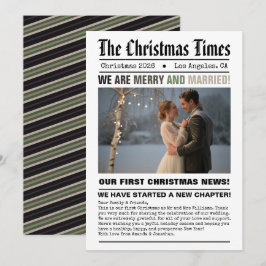 Cartão De Festividades Foto de Estilo de Jornal do Nosso Primeiro Natal d