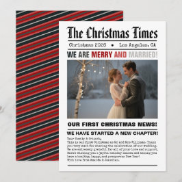 Cartão De Festividades Foto de Estilo de Jornal do Nosso Primeiro Natal d