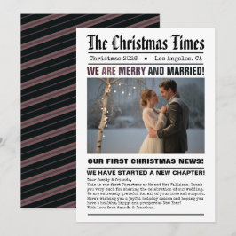 Cartão De Festividades Foto de Estilo de Jornal do Nosso Primeiro Natal d