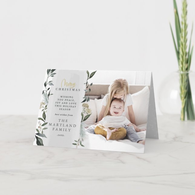 Cartão De Festividades Foto de eucalipto com folhagem moderna Natal (Frente)