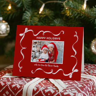 Cartão De Festividades Foto de faixa de Natal desenhada à mão em BG verme