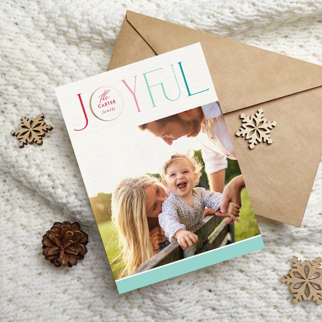 Cartão De Festividades FOTO DE FAMÍLIA 2024 moderna elegante ALEGRE paste (Criador carregado)