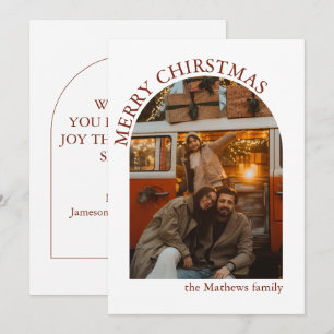 Cartão De Festividades Foto de Família Arco Feliz Natal Nome