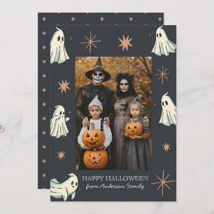 Cartão De Festividades Foto de família assustadora de Halloween Fantasma