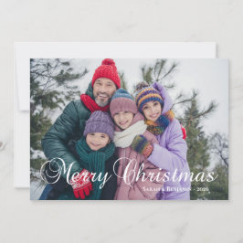 Cartão De Festividades Foto de Família com Caligrafia Clássica de Feliz N