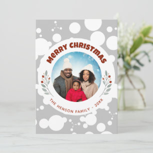 Cartão De Festividades Foto de Família de Natal com Folhagem Moderna