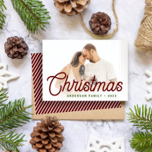 Foto de Família de Natal com Letra Moderna Minimal