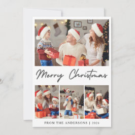 Cartão De Festividades Foto de Família de Natal Minimalista Moderna Elega