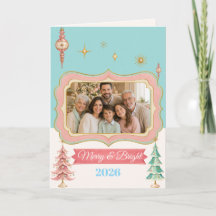 Foto de Família de Natal Pastel Retro Personalizad