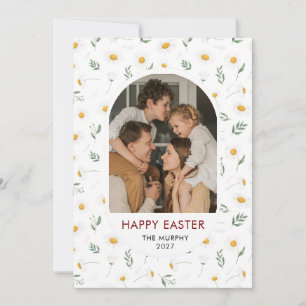 Cartão De Festividades Foto de família de Páscoa floral oval colorida ele