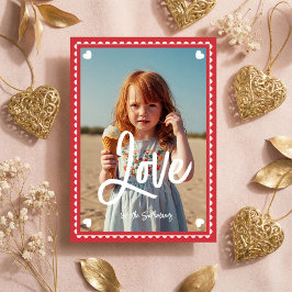 Cartão De Festividades Foto de Família Divertida Amor Script Coração Dia