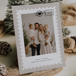 Cartão De Festividades Foto de Família em Selo Postal Neutro
