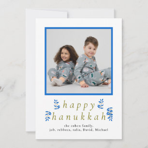 Cartão De Festividades Foto de Família Feliz Hanukkah Minimalista Elegant