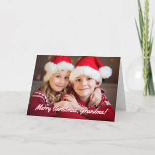 Cartão De Festividades Foto de Família Feliz Natal Vovó
